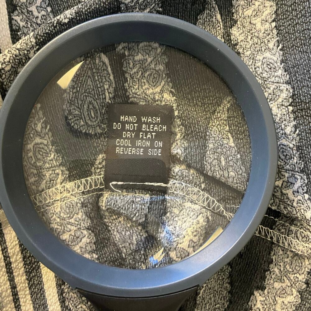 Angie Black & White Paisley Boho Tunic Top Mini Dress Size L Peasant Style - Picture 8 of 10